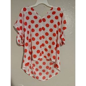 Forever 21 3x White & Red polka blouse